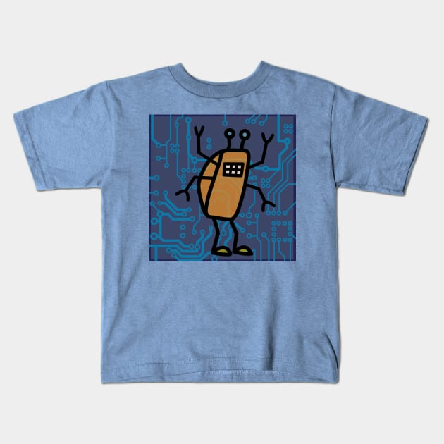 Bug in the System (blue) Kids T-Shirt by David Allan Wells